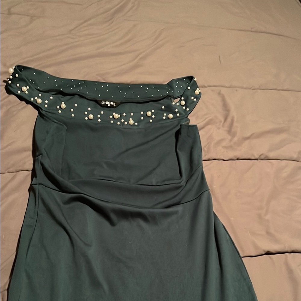 Chicwish Green Off-Shoulder Dress